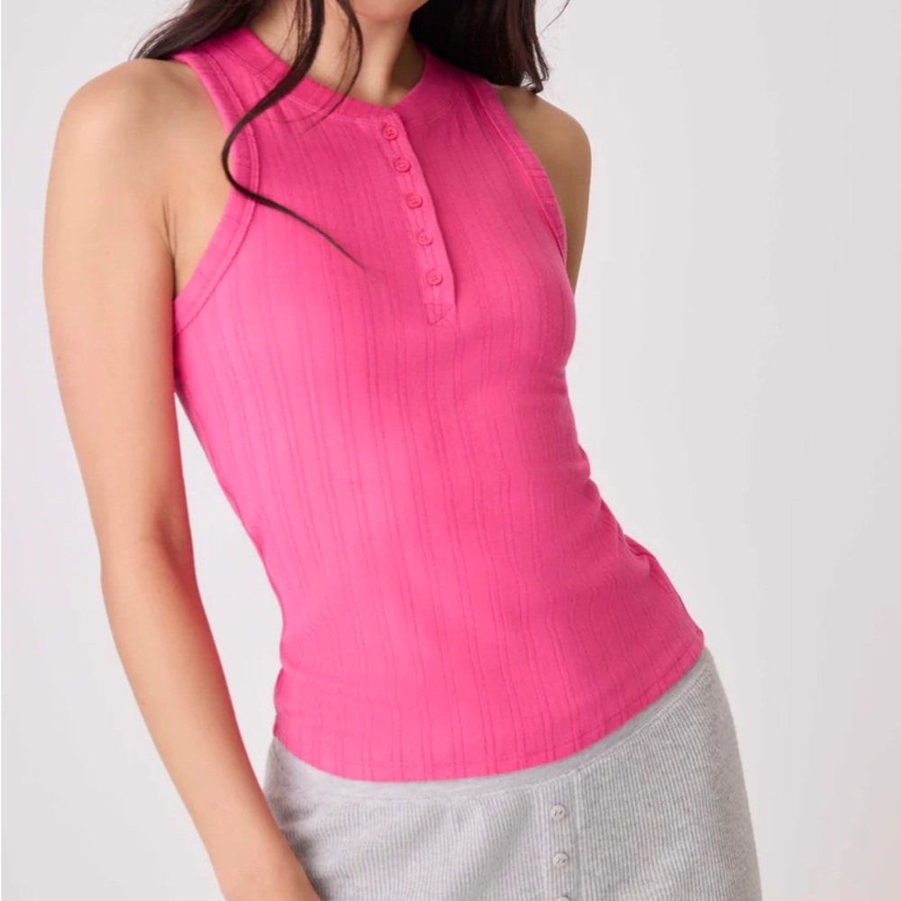 NWT P.J. Salvage, Back To Basics, Pointelle, Fuchsia, Loungewear Tank Top Size M